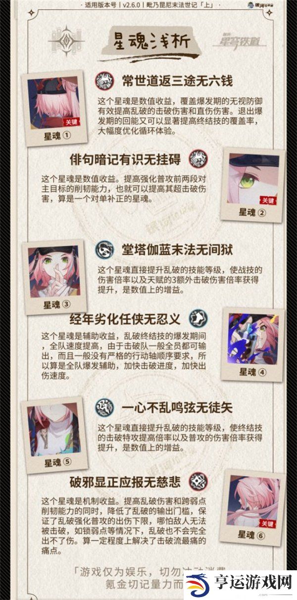 崩坏星穹铁道2.6乱破攻略 2.6乱破角色一图流攻略