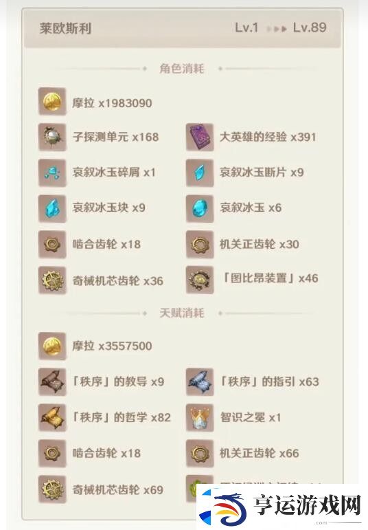 原神莱欧斯利突破材料有哪些