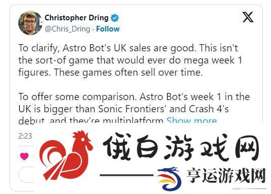 宇宙机器人在英国首周销量表现优异超越多款热门游戏