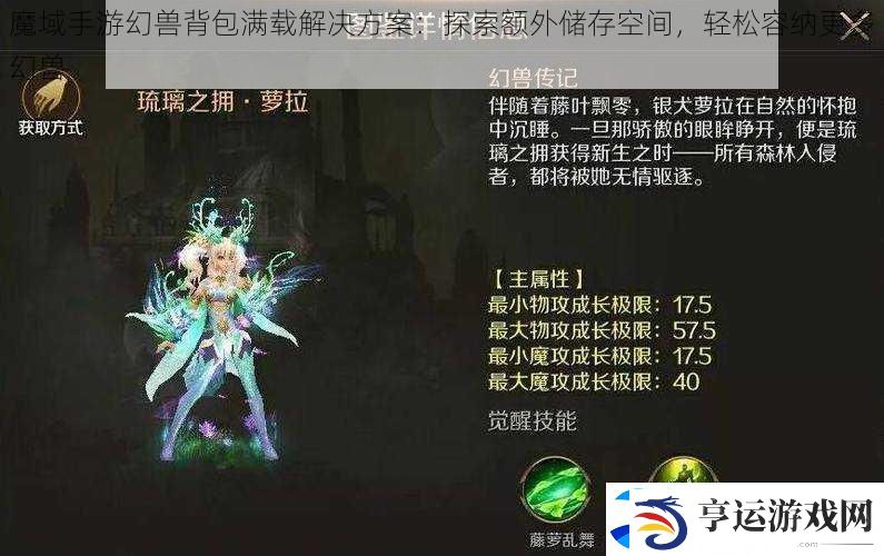 魔域手游幻兽背包满载解决方案：探索额外储存空间-轻松容纳更多幻兽